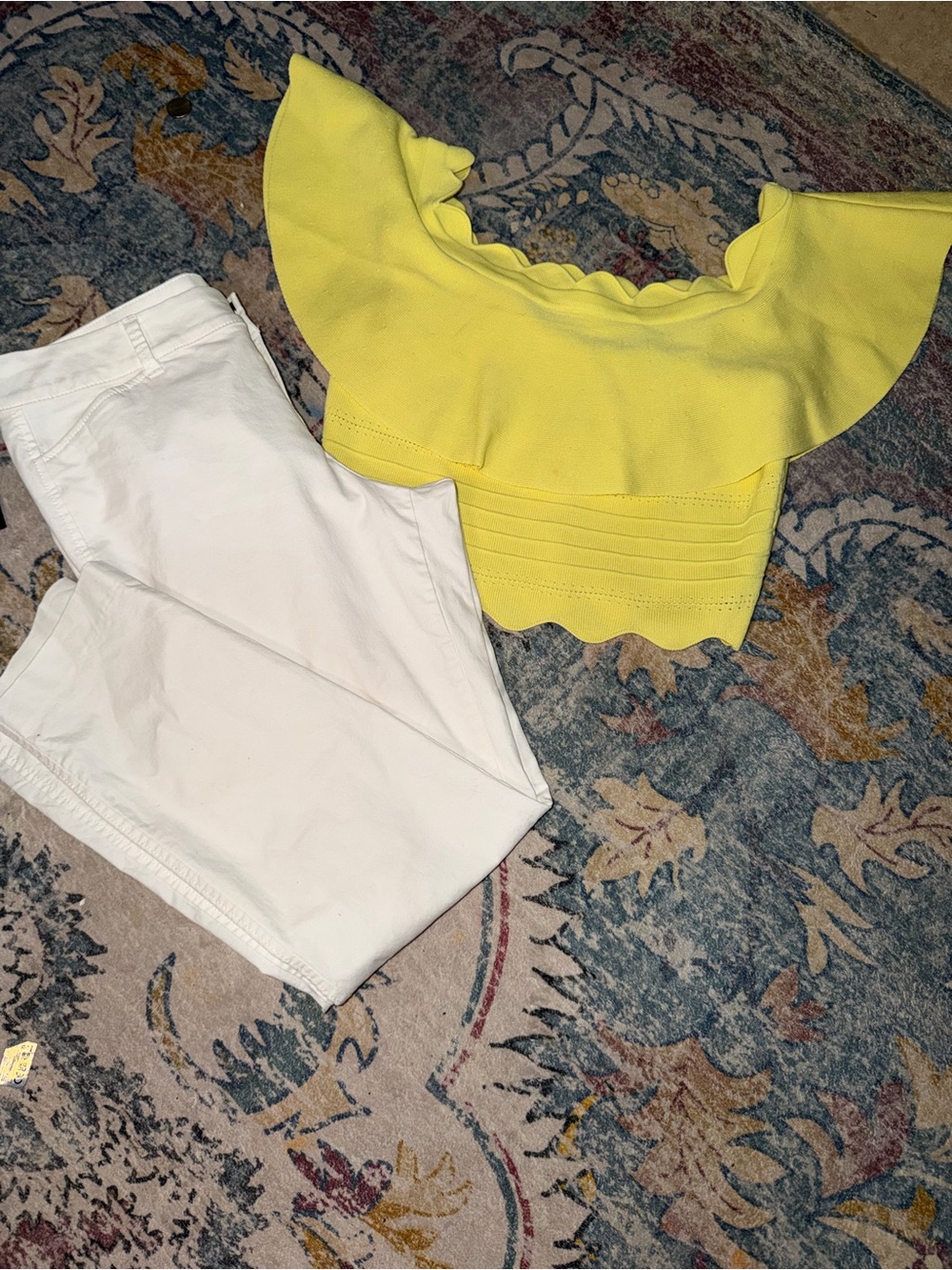 Old Navy Yellow Off-The-Shoulder Ruffle Crop Top